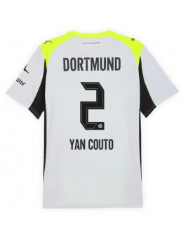 Moški Nogometna dresi replika Borussia Dortmund Yan Couto #2 Gostujoči 2025-26 Kratek rokav Moški Nogometna dresi replika Borussia Dortmund Yan Couto #2 Gostujoči 2025-26 Kratek rokav